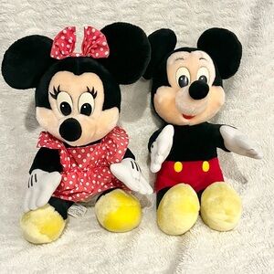 1980’s Vintage Mickey Minnie Mouse Plush Set Walt Disney World Collectible